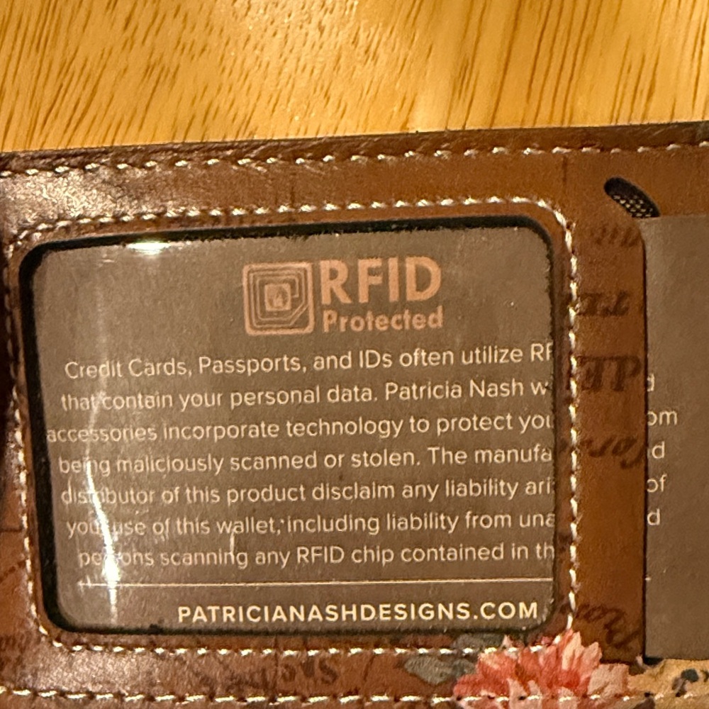 Patricia Nash Brown Floral Map-Print Long Wallet - Picture 7 of 10